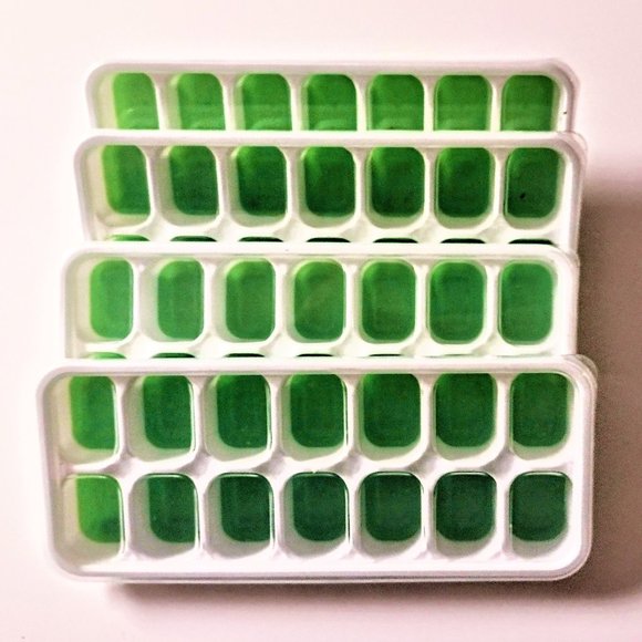 Silicone Ice Cube Freezer Trays ~ LIME ~ Set 4 Stack Trays w/Snap Lids ~ Durable - Picture 2 of 11